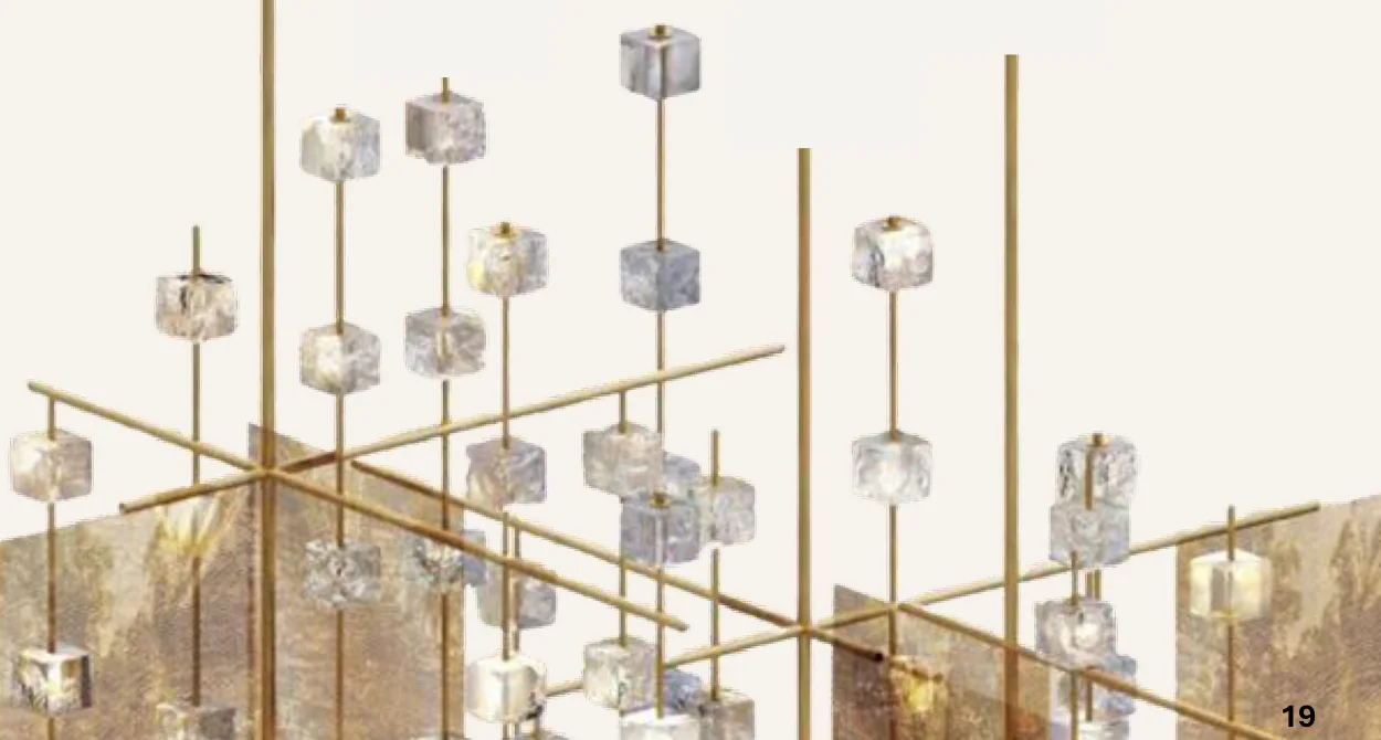 Tubes de laiton et cubes de verre